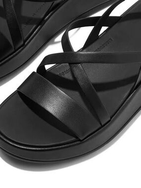 Fitflop Black Leather Crossover Strap Sandals